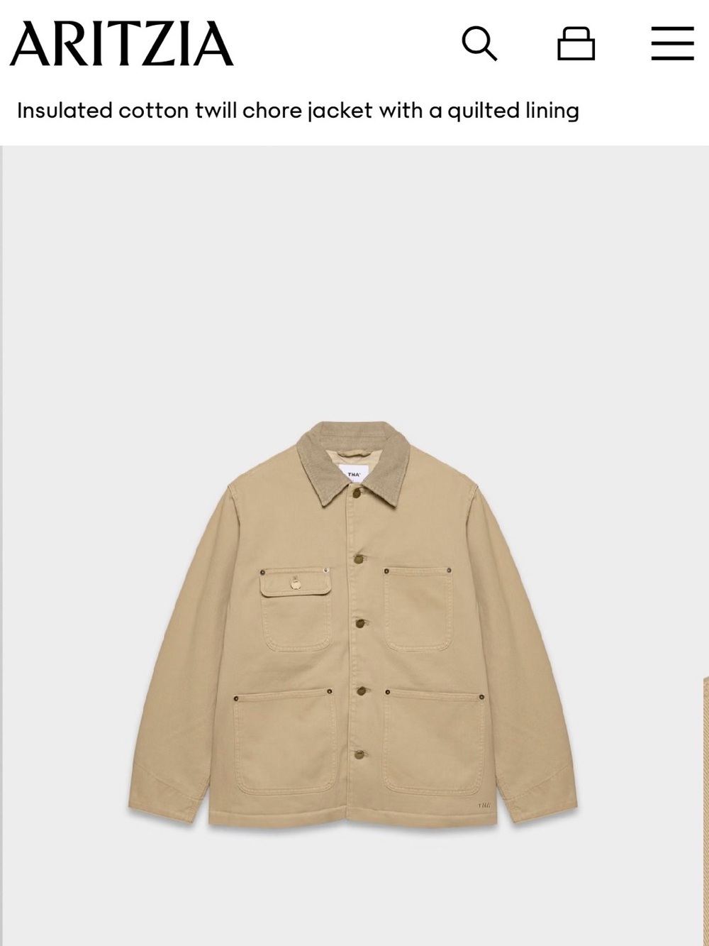 BNWT Aritzia TNA Barnett Chore Jacket - S